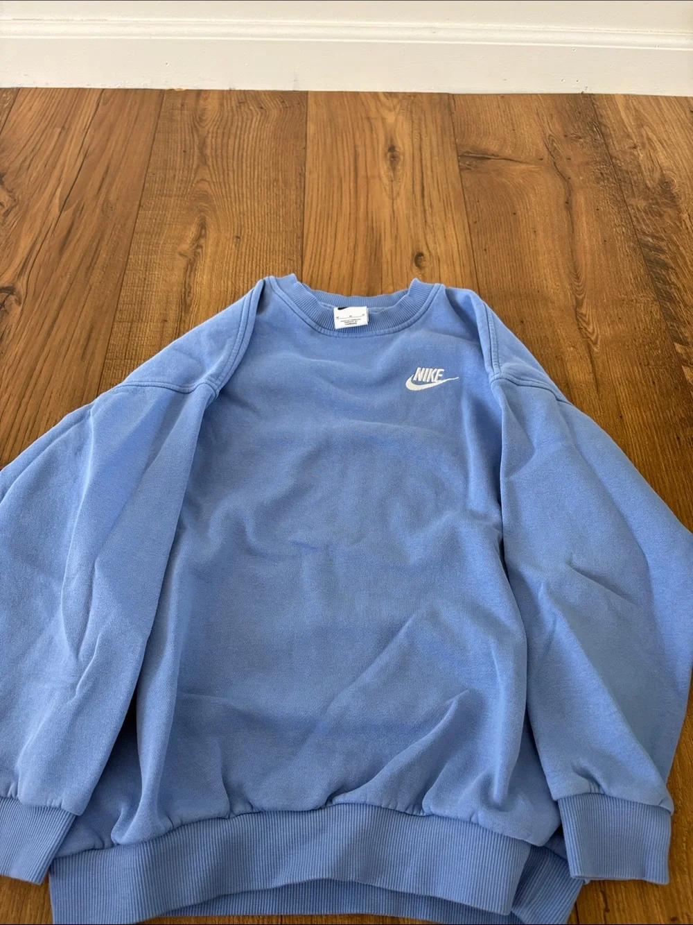 Nike Light Blue Crewneck Sweatshirt with White Logo- Youth Medium